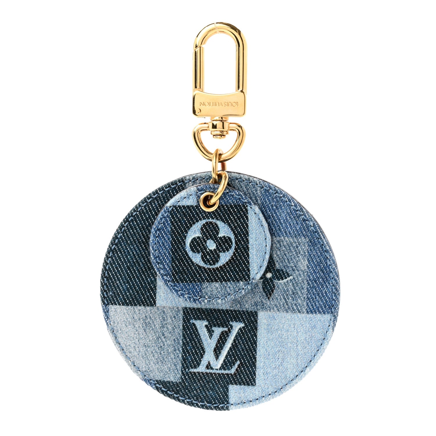 Louis Vuitton Denim Damier Monogram Patchwork Bag Charm Key Holder 1 of 4