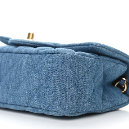 Chanel Denim Quilted Mini Pearl Crush Rectangular Flap Blue 9 of 10