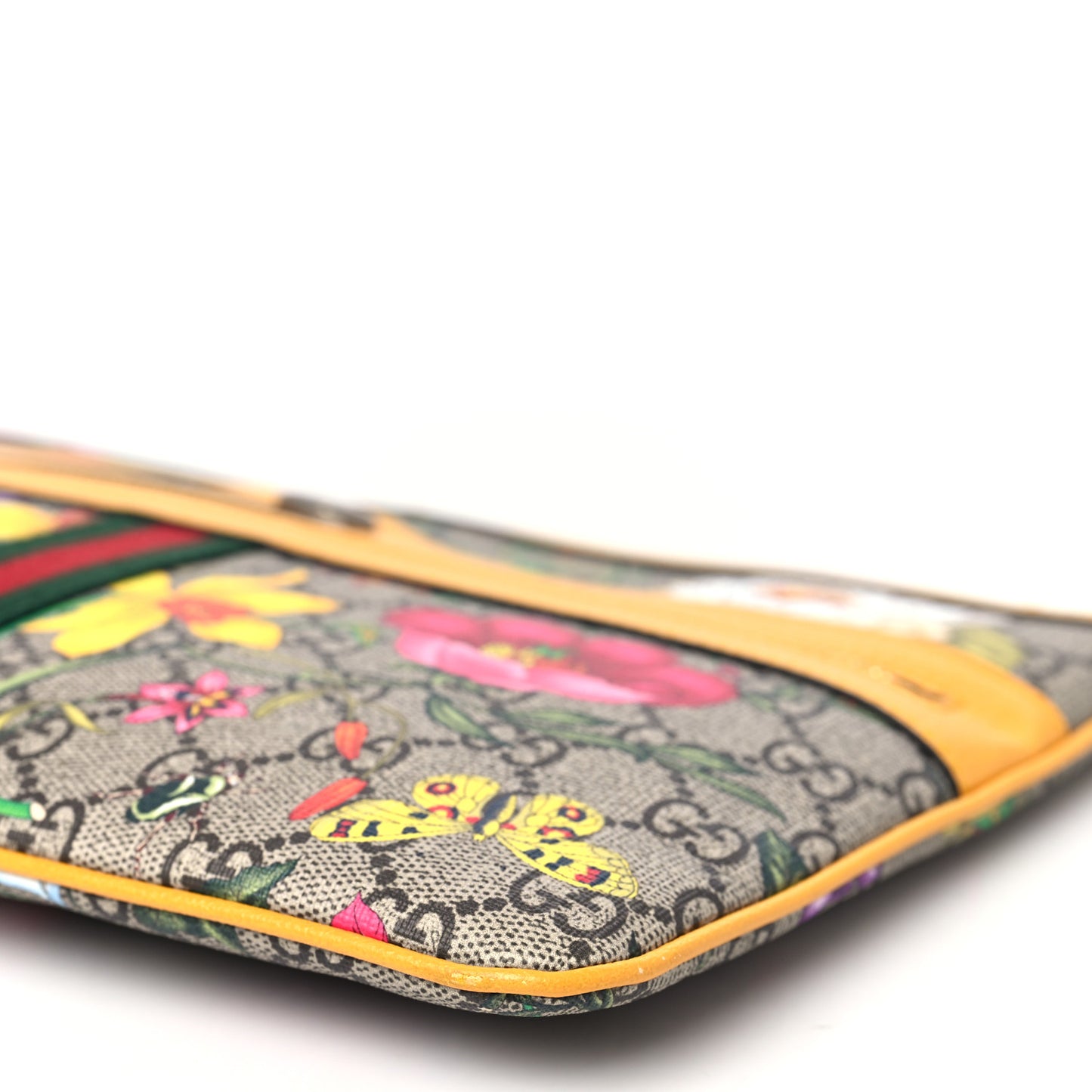 GG Supreme Monogram Flora Large Ophidia Pouch Clutch Beige Multicolor Crop