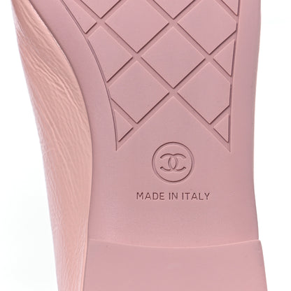 Chanel Shiny Crumpled Calfskin Patent CC Cap Toe Ballerina Flats 40 Light Pink Black 6 of 9