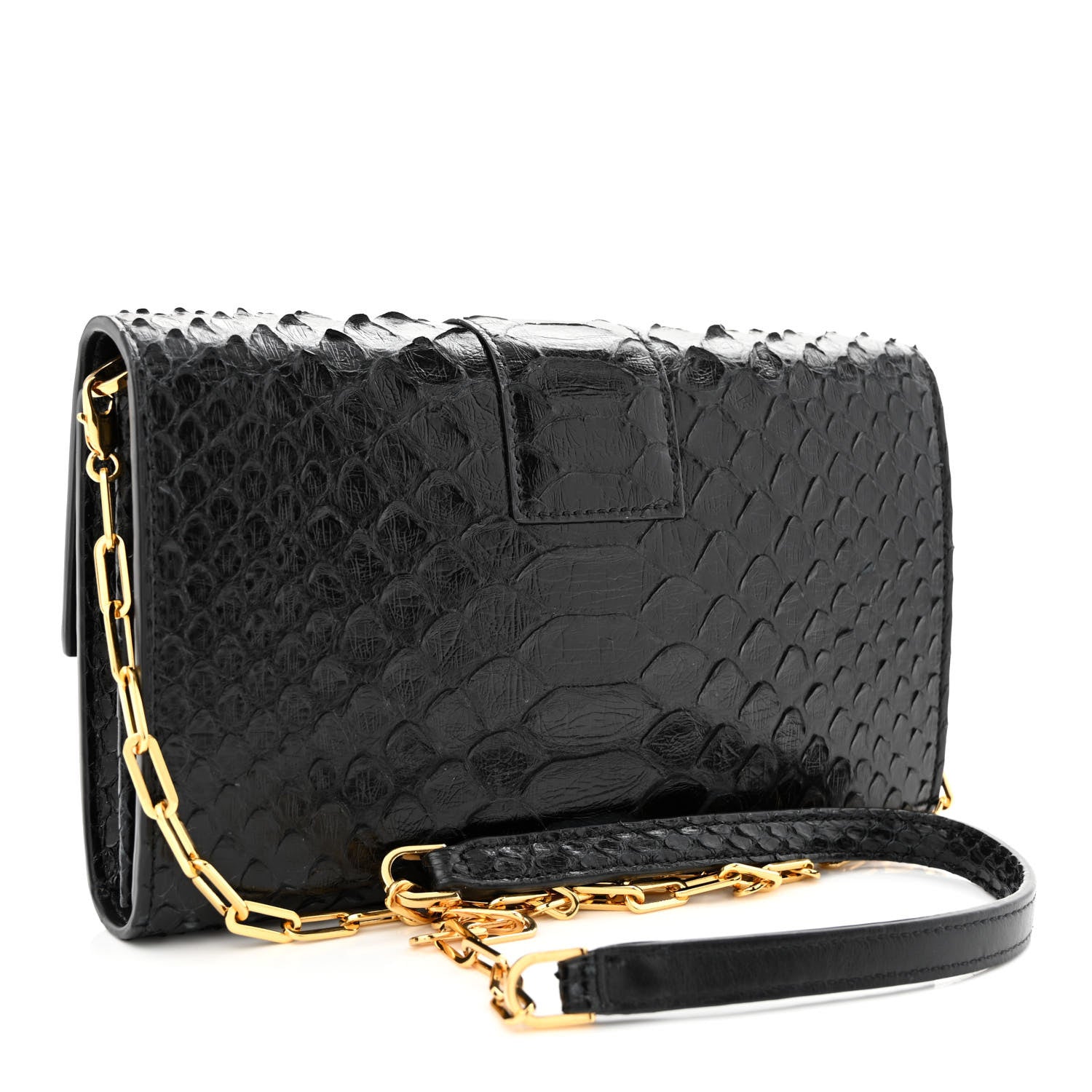 Tom Ford Semi Shiny Snakeskin 001 Chain Wallet Black 3 of 11