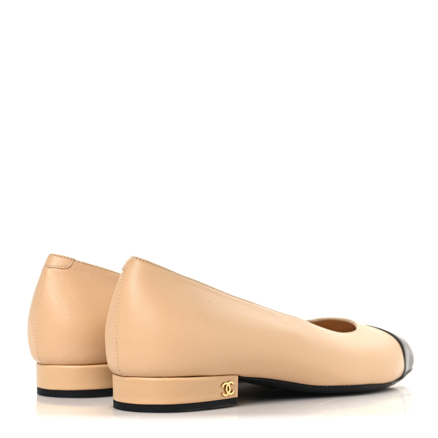 Chanel Lambskin Cap Toe CC Uniform Ballerina Flats 41 Beige Black 5 of 10