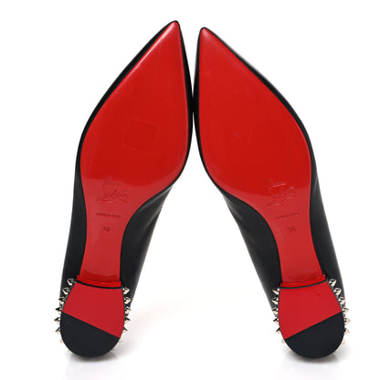 Christian Louboutin Calfskin Zarli Nappa Grosgrain Spiked Hall Flats 39 Black 7 of 10