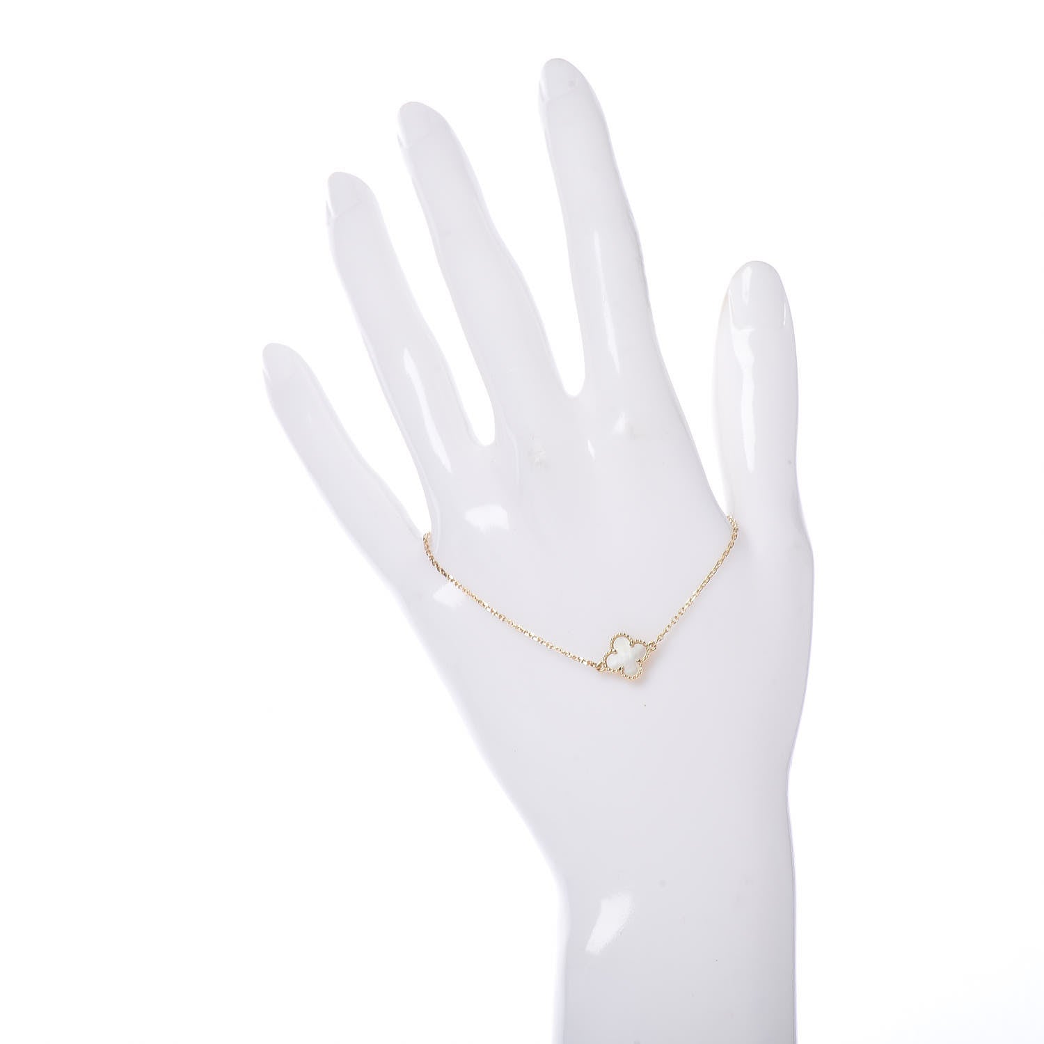 Van Cleef & Arpels 18K Yellow Gold Mother of Pearl Sweet Alhambra Bracelet 2 of 6
