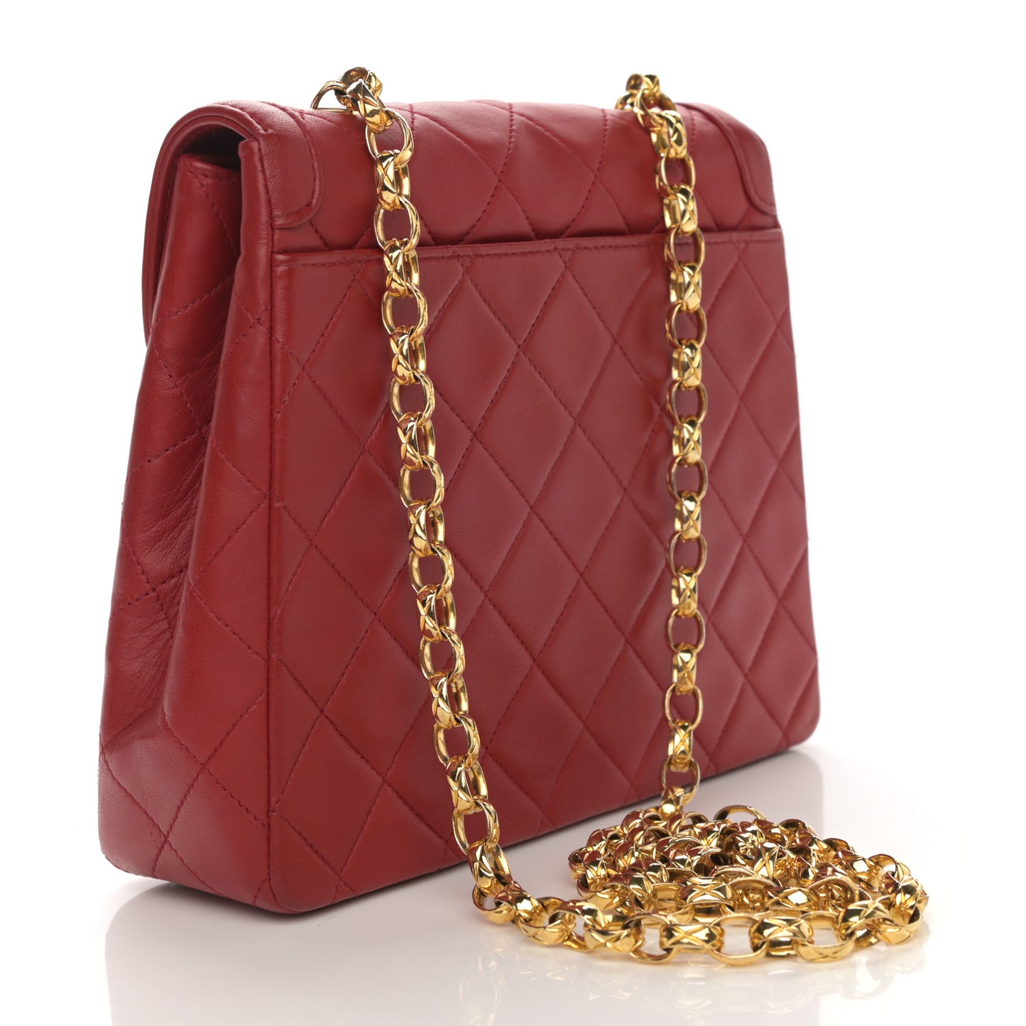 Lambskin Quilted Small Single Flap Red