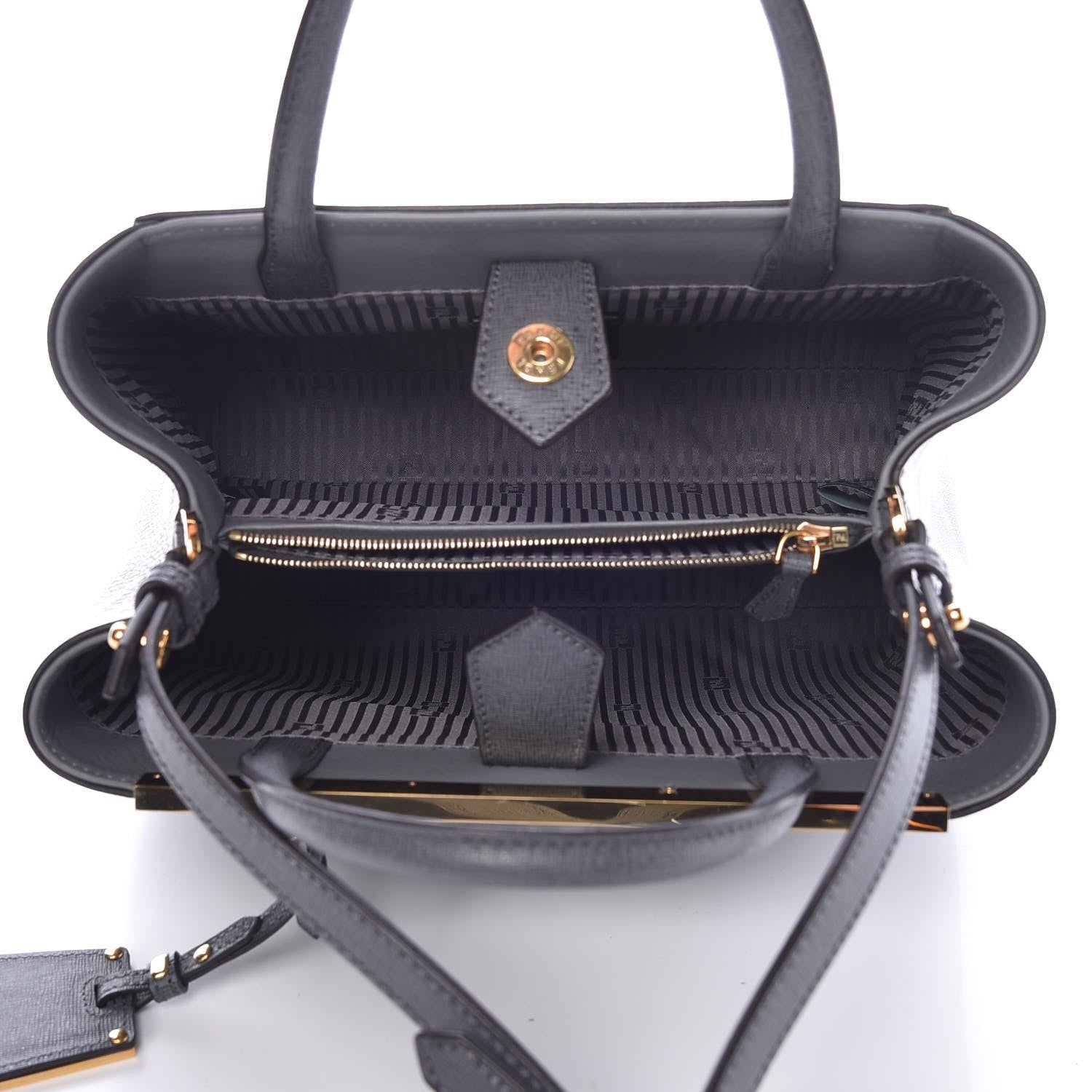 Fendi Vitello Elite Petite 2Jours Tote Grigio Grigio Chiaro 6 of 9