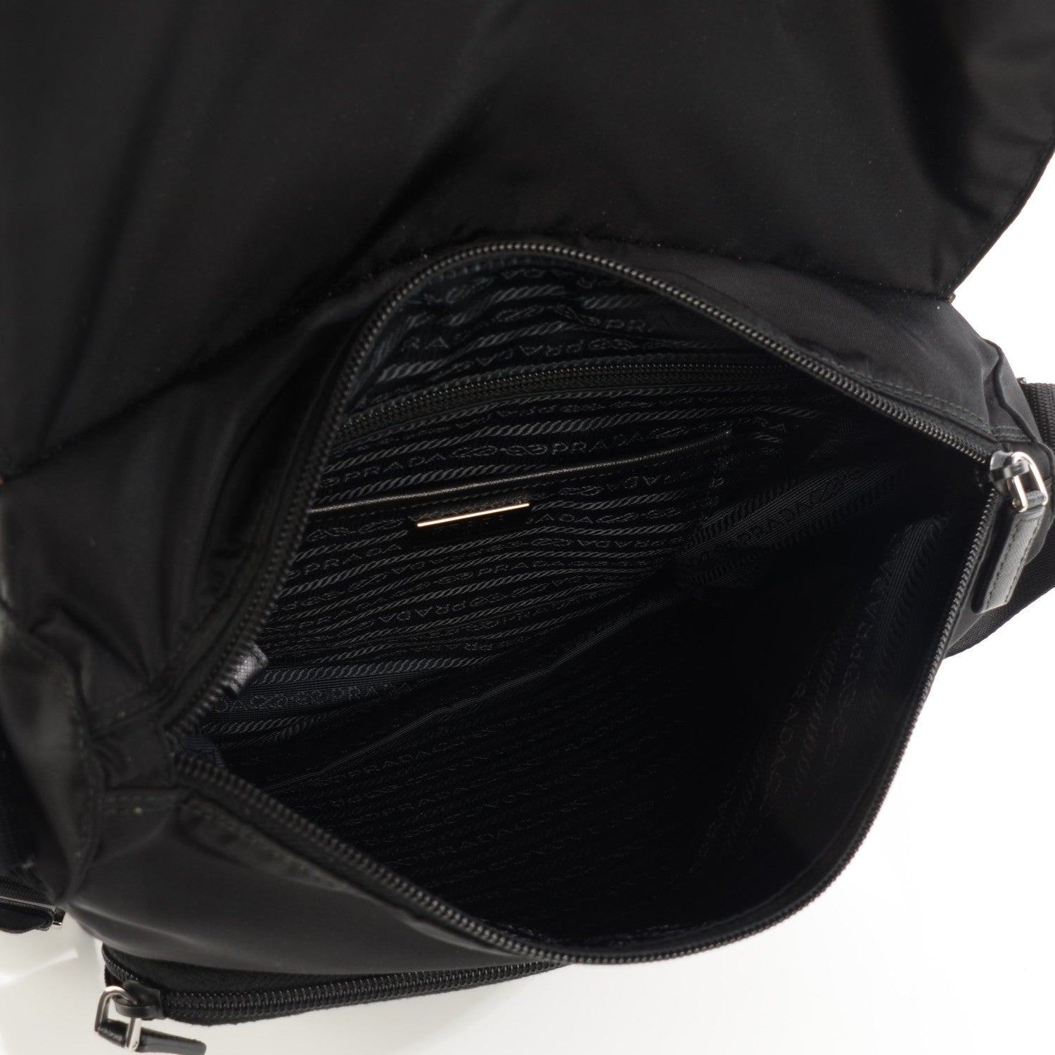 Prada Tessuto Nylon Saffiano Messenger Bag Nero Black 5 of 10