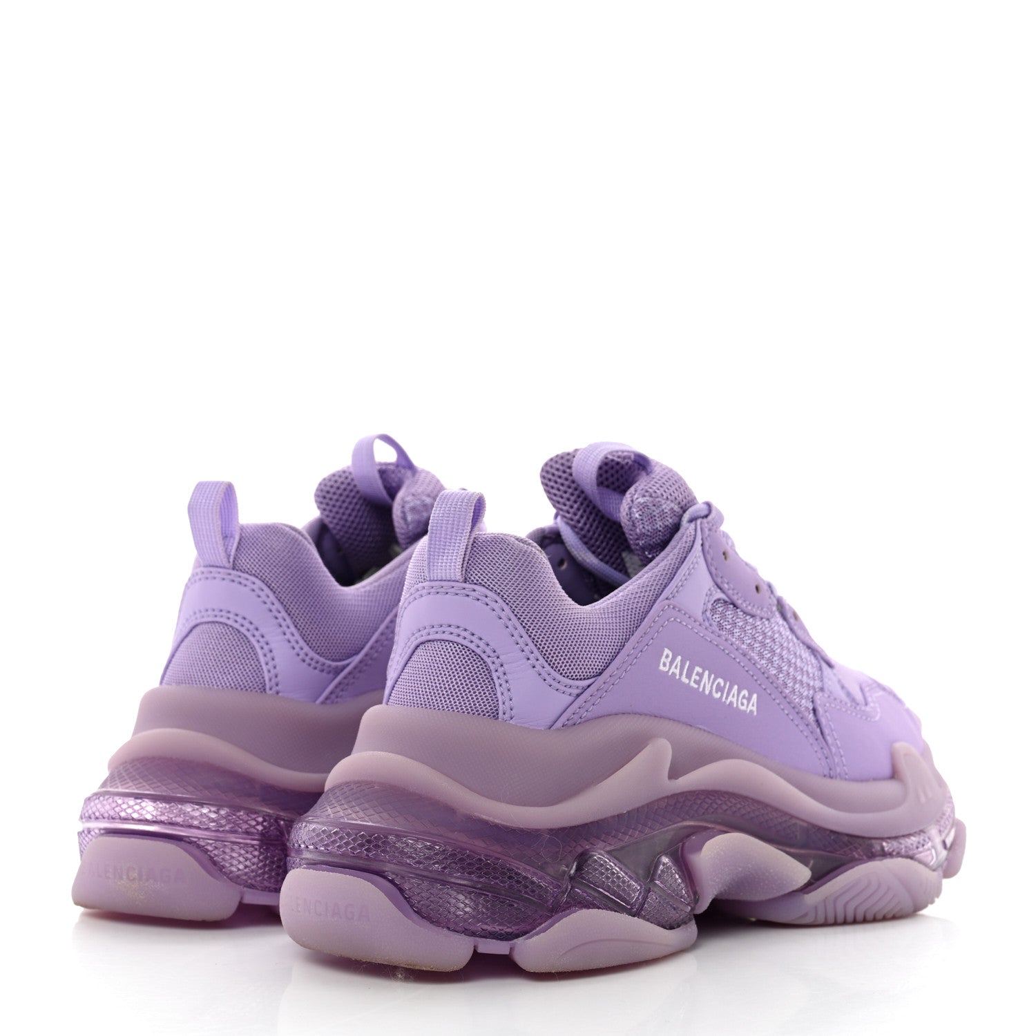 Balenciaga Fabric Mesh Clear Sole Womens Triple S Sneakers 38 Light Lilac White 4 of 9