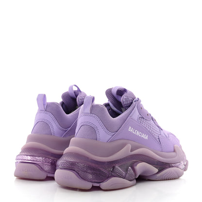 Balenciaga Fabric Mesh Clear Sole Womens Triple S Sneakers 38 Light Lilac White 4 of 9