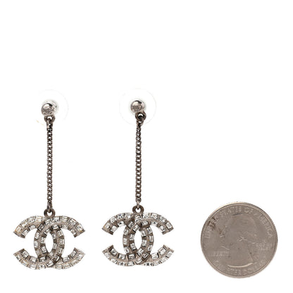 Chanel Baguette Crystal CC Drop Earrings Silver 2 of 5
