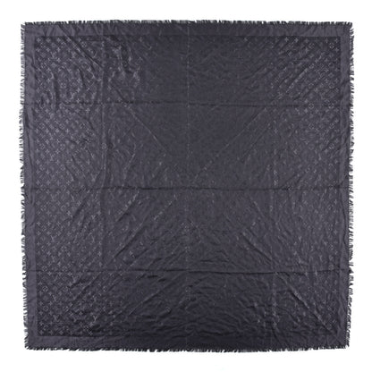 Louis Vuitton Silk Wool Monogram Shawl Charcoal Grey 1 of 3
