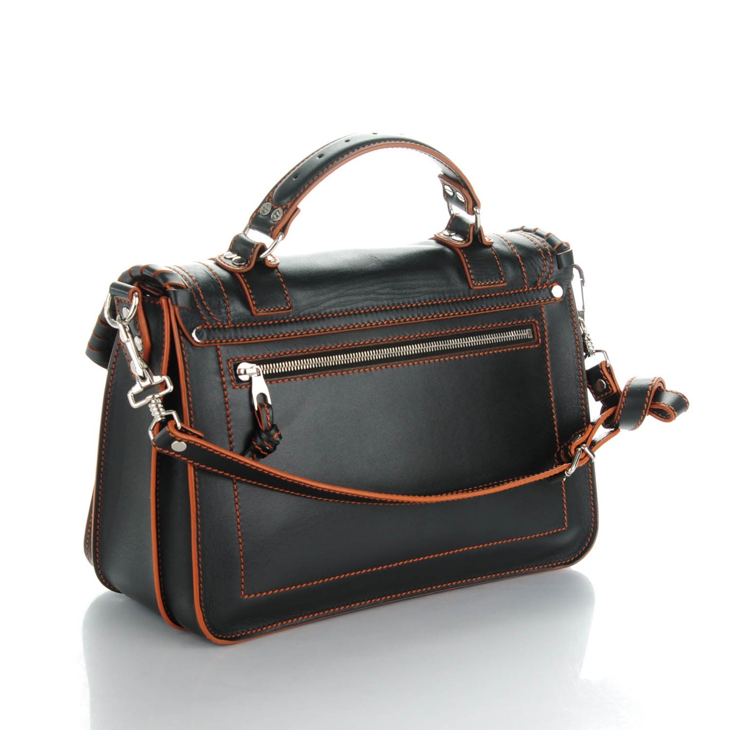 Proenza Schouler Calfskin Medium Whipstitch PS1 Satchel Black Orange 3 of 8