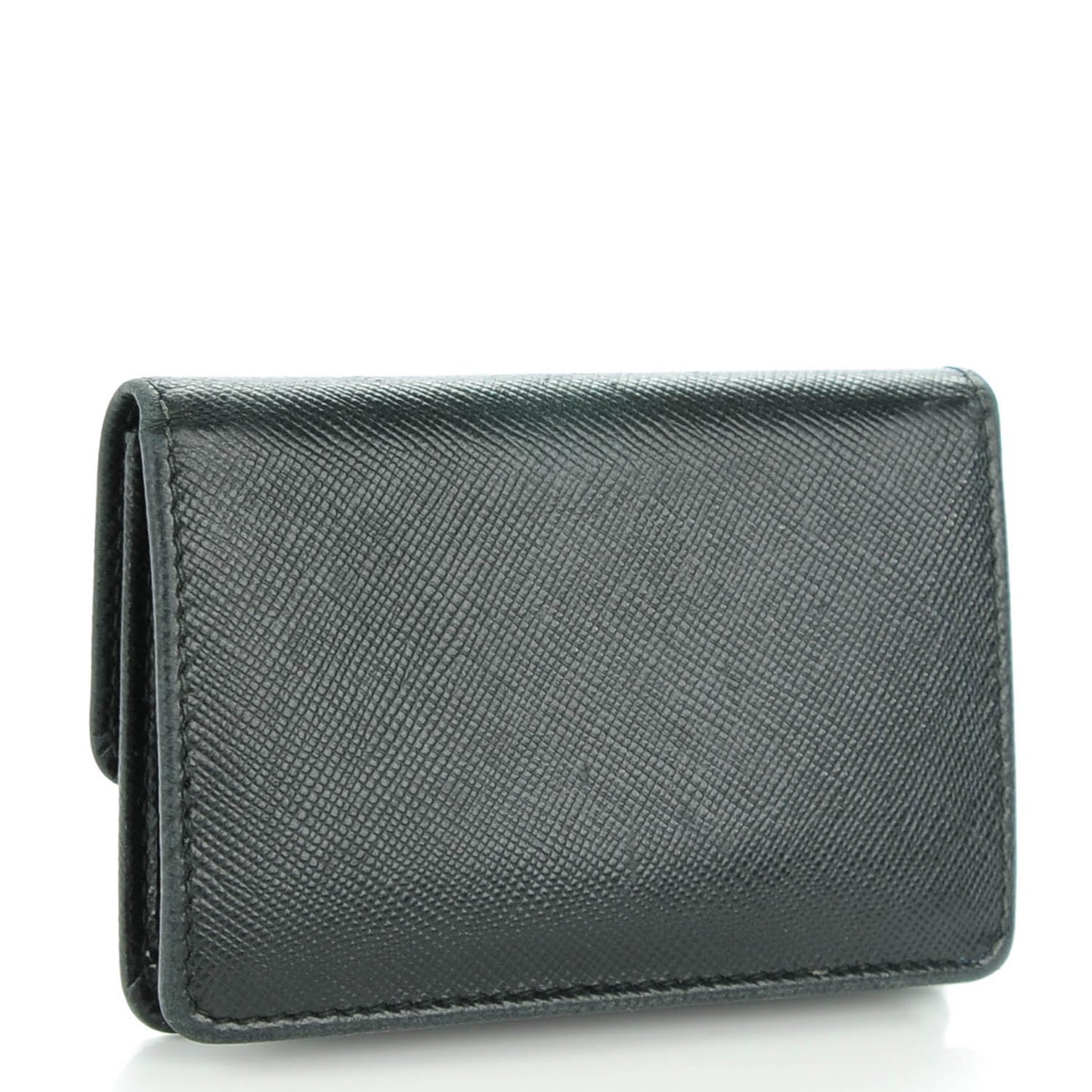 Saffiano Metal Flap Card Holder Black