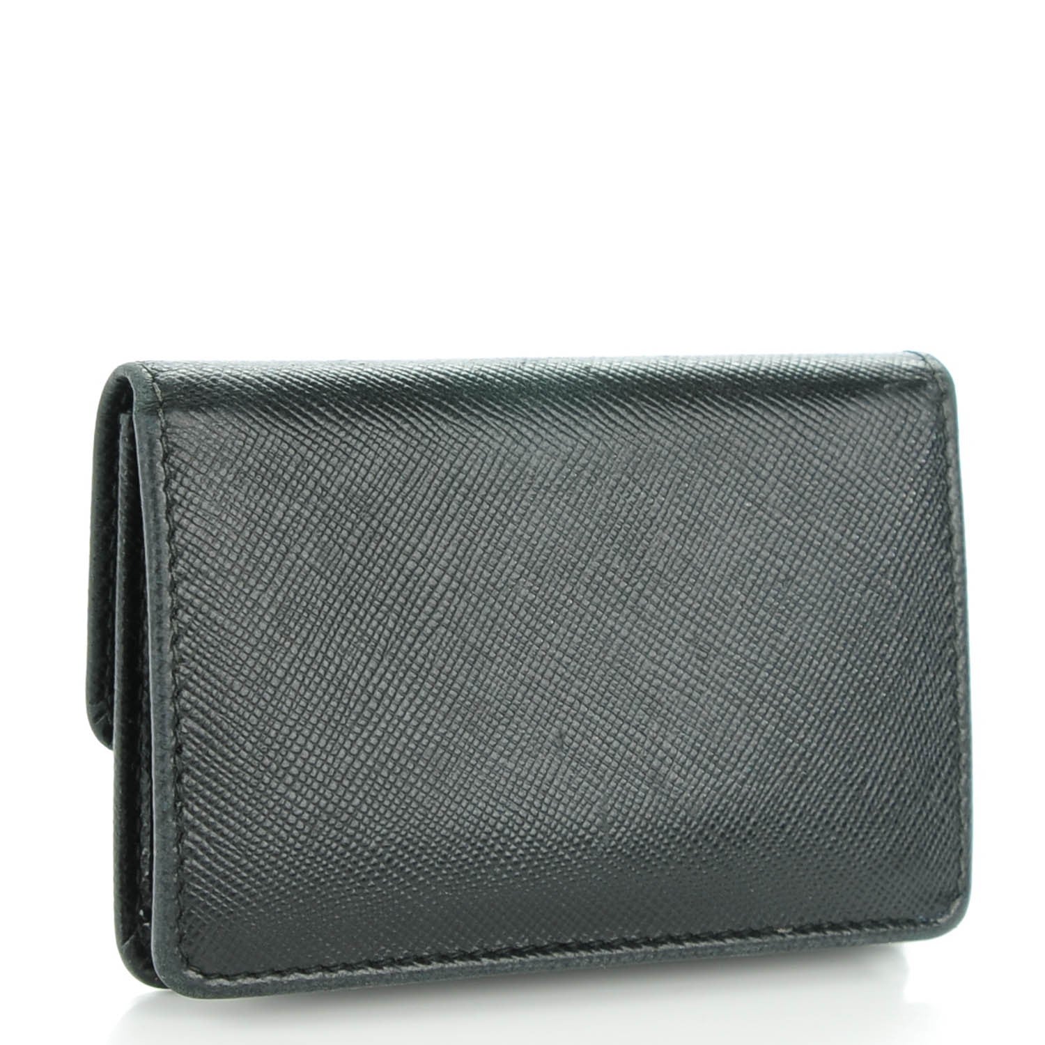 Prada Saffiano Metal Flap Card Holder Black 3 of 7