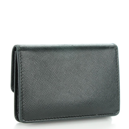 Prada Saffiano Metal Flap Card Holder Black 3 of 7