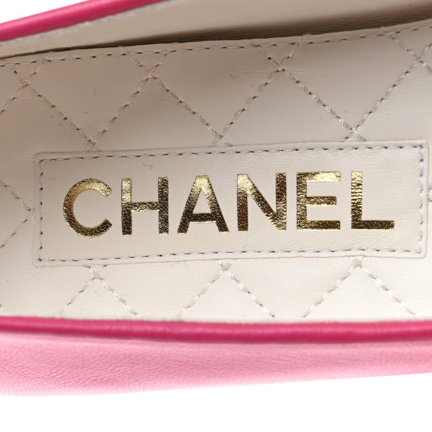 Lambskin Patent Calfskin Cap Toe Ankle Chain Ballerina Flats 37 Pink