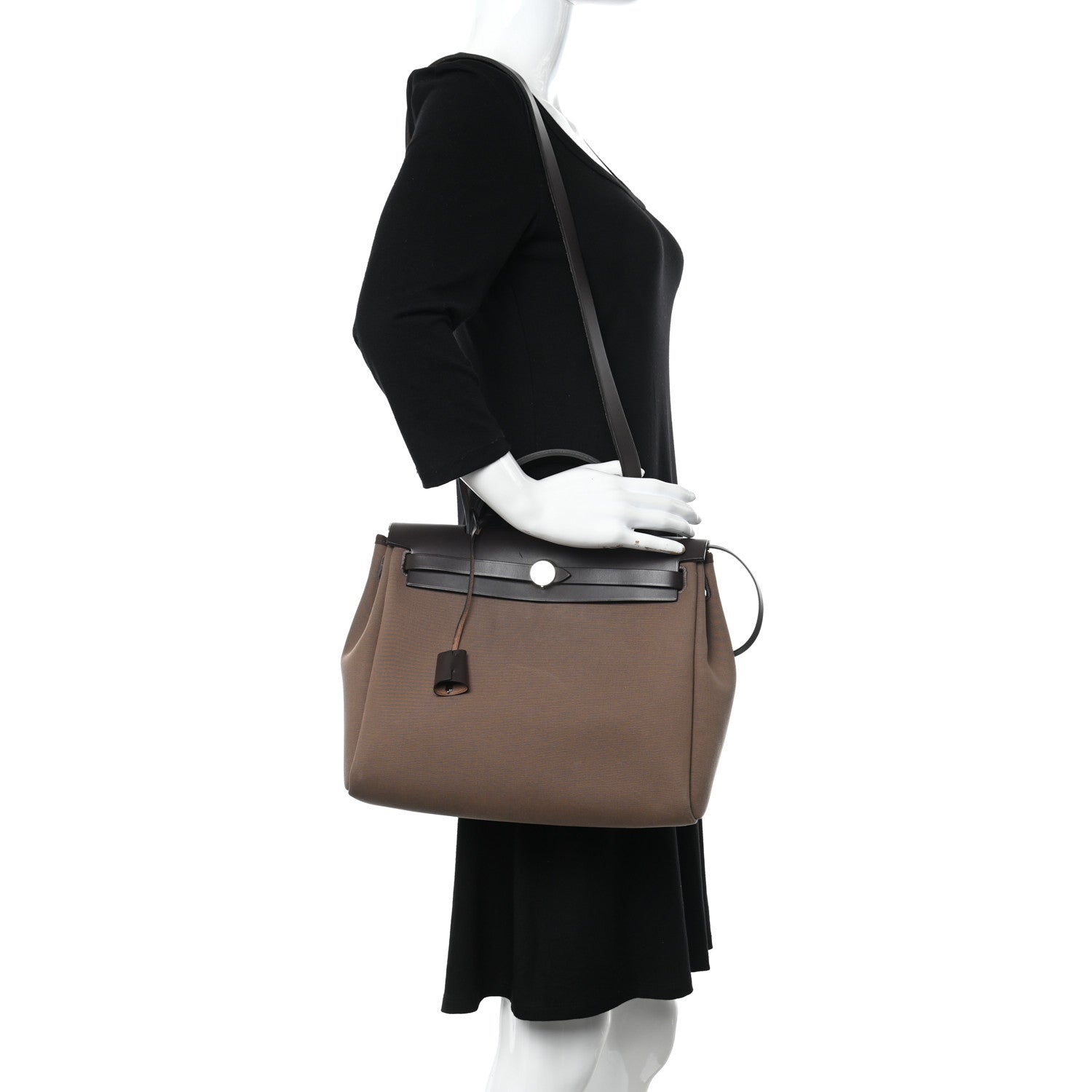 Hermes Vache Hunter Toile Herbag Zip Retourne 31 PM Etoupe Ebene 2 of 14