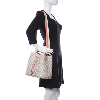 Louis Vuitton Damier Azur Braided Neonoe MM Peach Cream 2 of 10