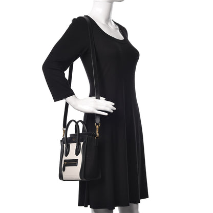 Celine Bullhide Calfskin Nubuck Bi-Color Nano Luggage Black White 2 of 13
