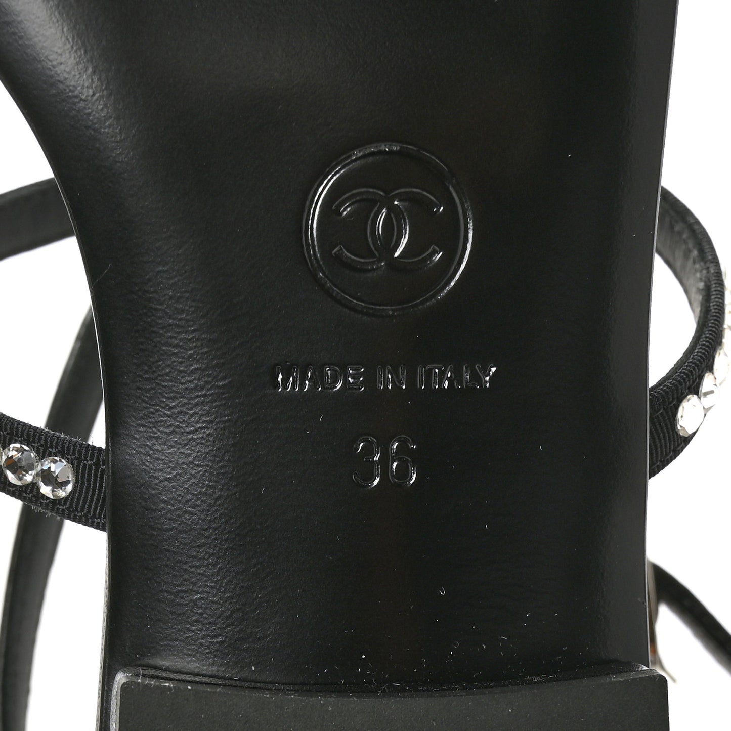 Crystal CC Thong Sandals 36 Black