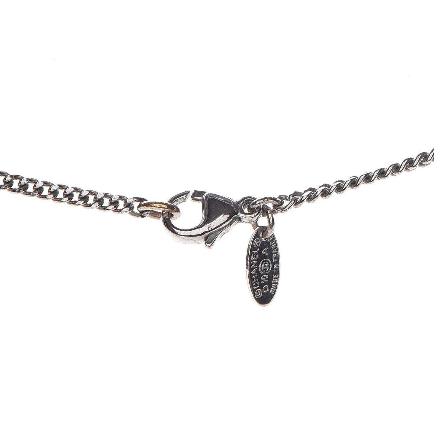 Crystal Mini Heart CC Necklace Silver