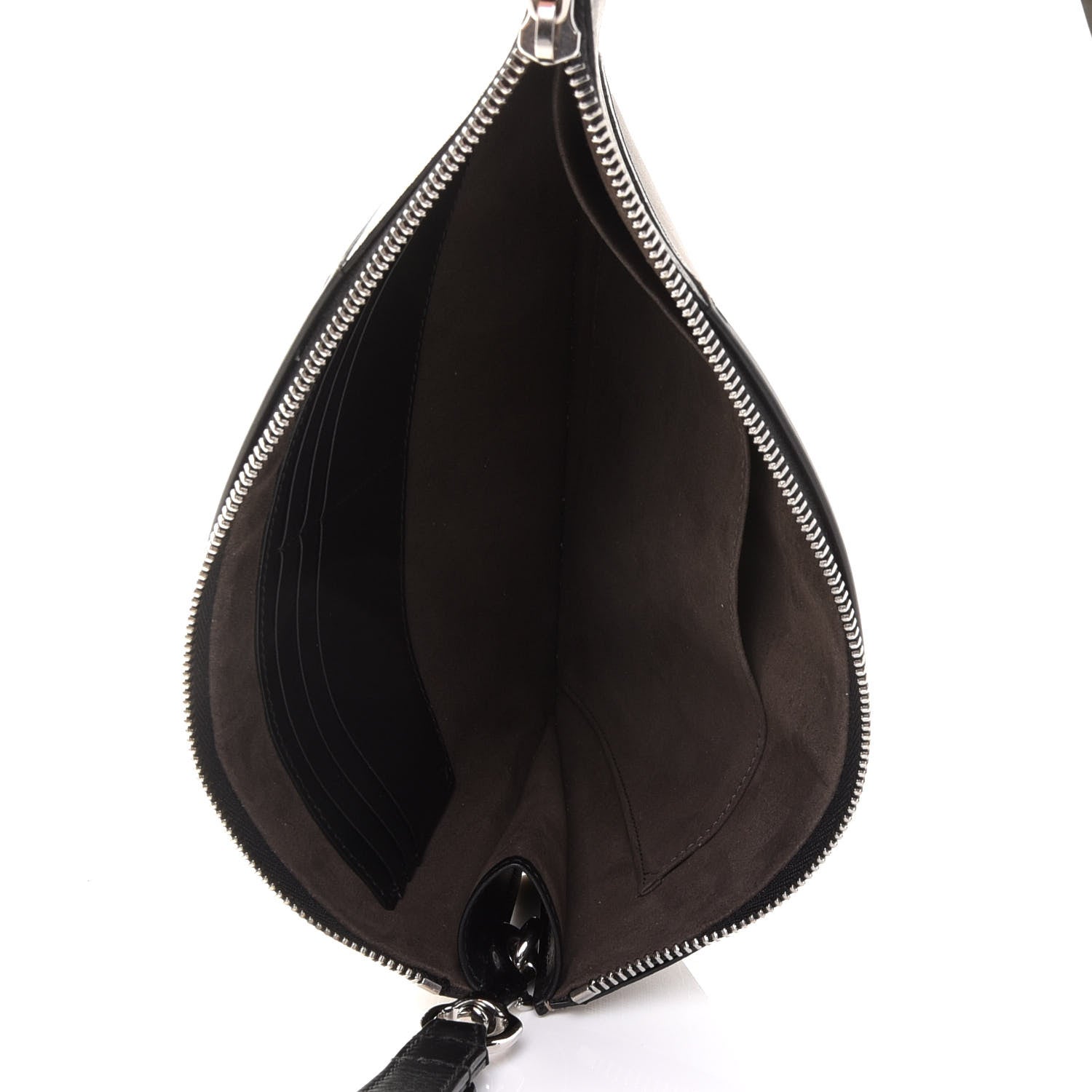 Gucci GG Supreme Monogram Zip Wristlet Pouch Beige Black 5 of 8