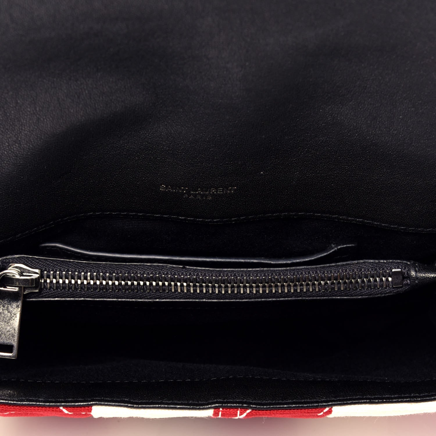 Saint Laurent Canvas Matelasse Chevron American Flag Monogram Medium College Bag Red Blue 6 of 10