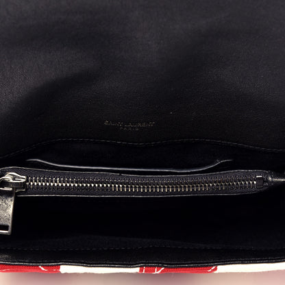 Saint Laurent Canvas Matelasse Chevron American Flag Monogram Medium College Bag Red Blue 6 of 10