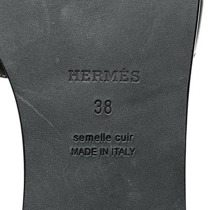 Hermes Box Calfskin Oran Sandals 38 Black 8 of 9