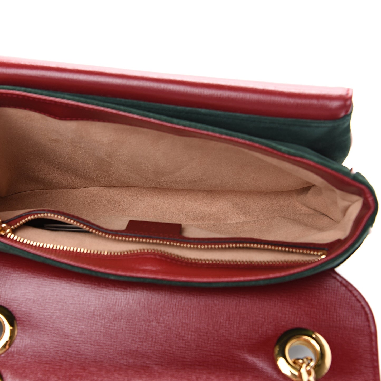 Suede Small Marina Chain Shoulder Bag Green Red