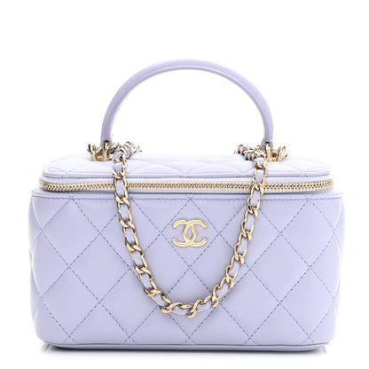 Chanel Lambskin Quilted Small Top Handle Vanity Case With Chain Light Purple 1 of 11