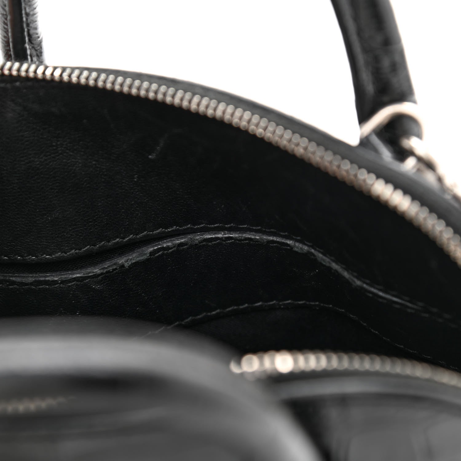 Balenciaga Calfskin Logo Crocodile Embossed XXS Ville Top Handle Bag Black White 9 of 11