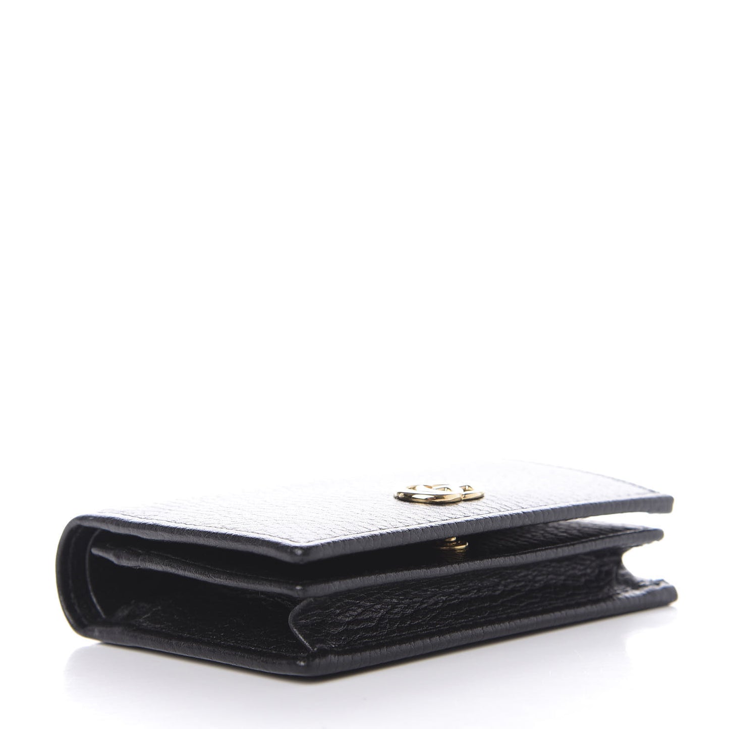 Pebbled Calfskin GG Marmont Card Case Black