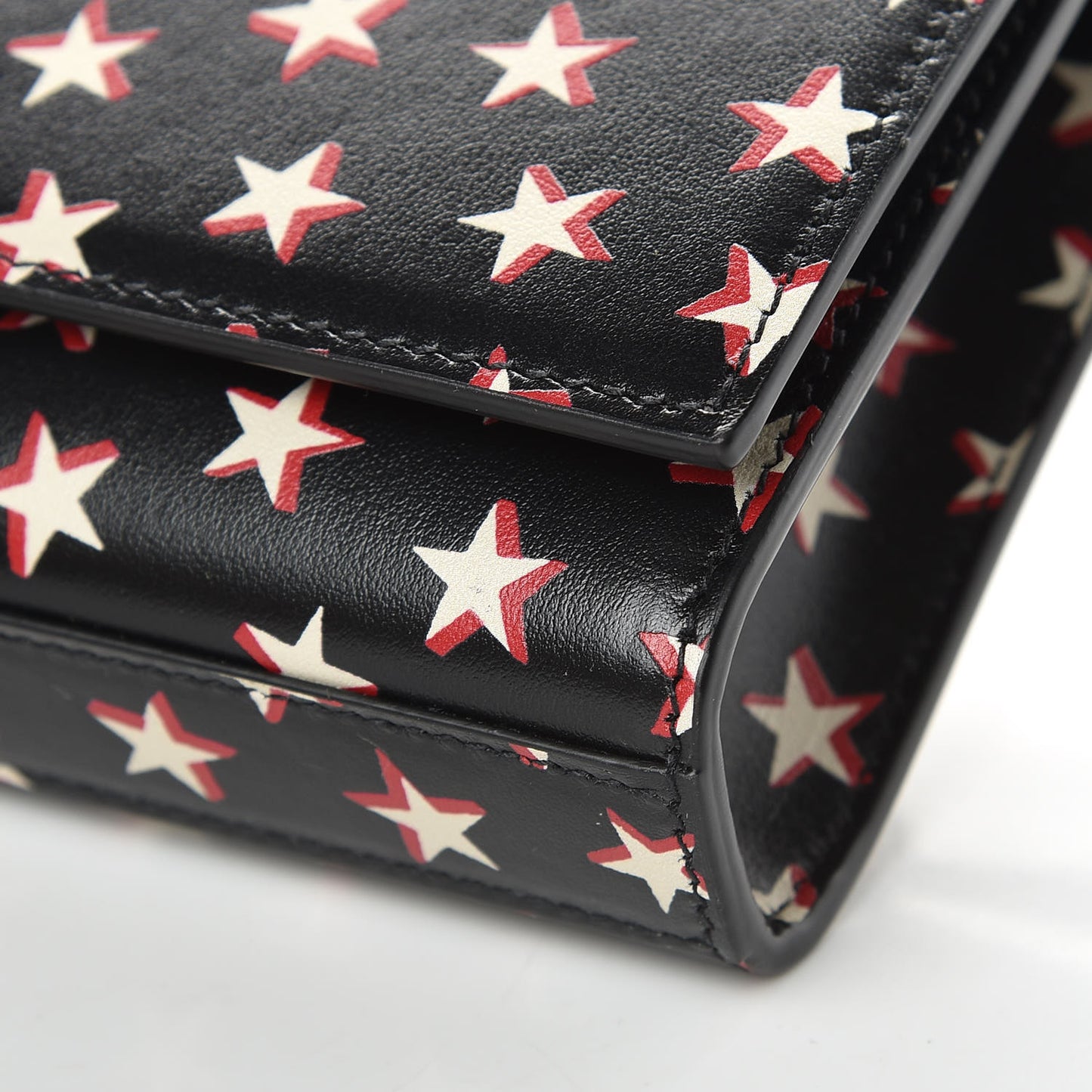 Smooth Calfskin Star Print Monogram Kate Belt Bag Black Ivory Red