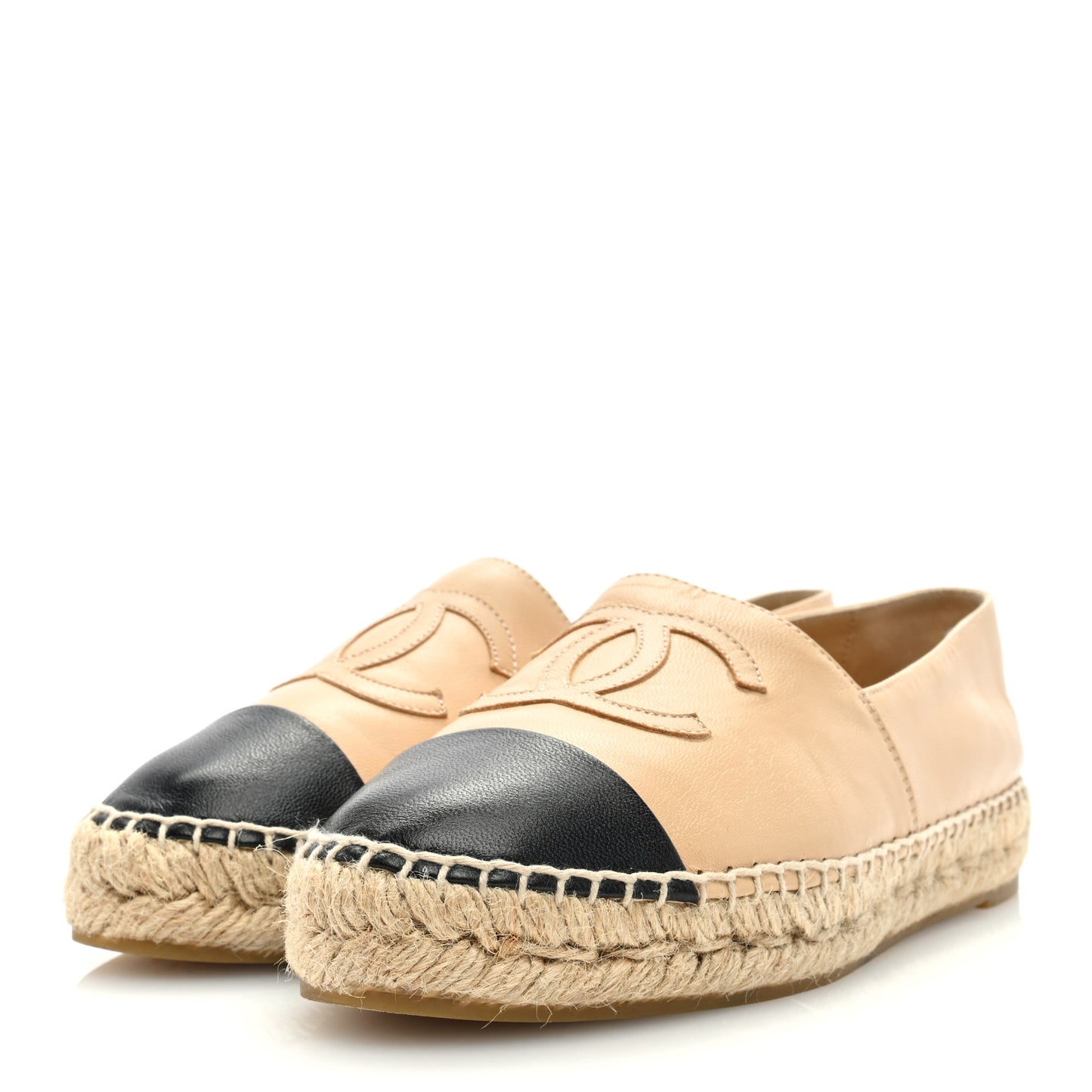 Lambskin CC Espadrilles 37 Beige Black