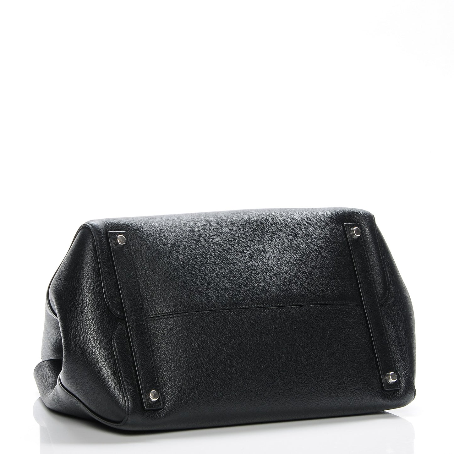 Supple Grained Calfskin Large Open Bar Tote Black