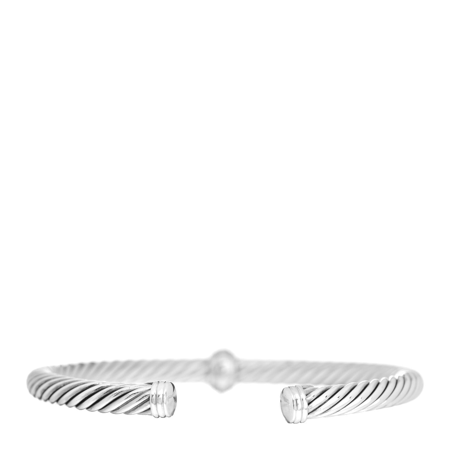 David Yurman Sterling Silver 18K White Gold Diamond 5mm Cable Classics Station Bracelet 3 of 4