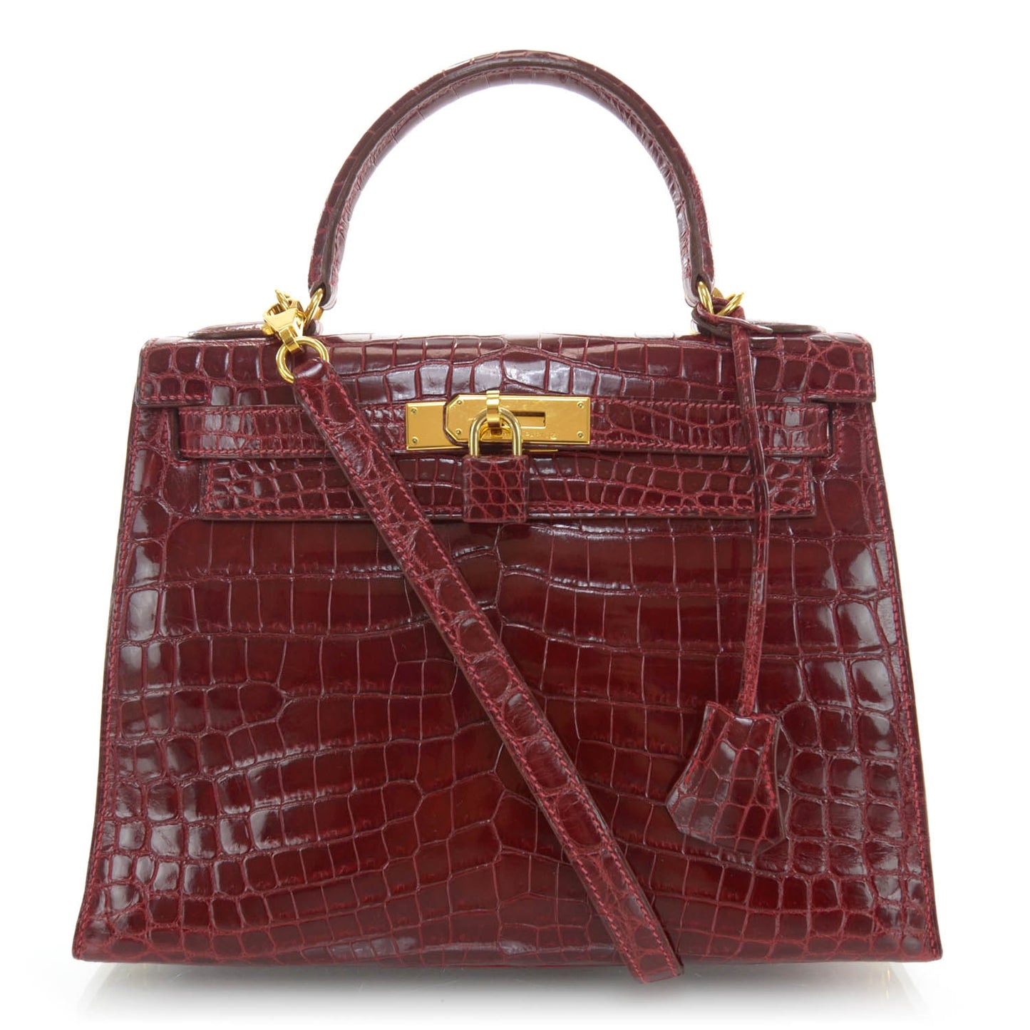 Shiny Niloticus Crocodile Kelly 28 Rouge H