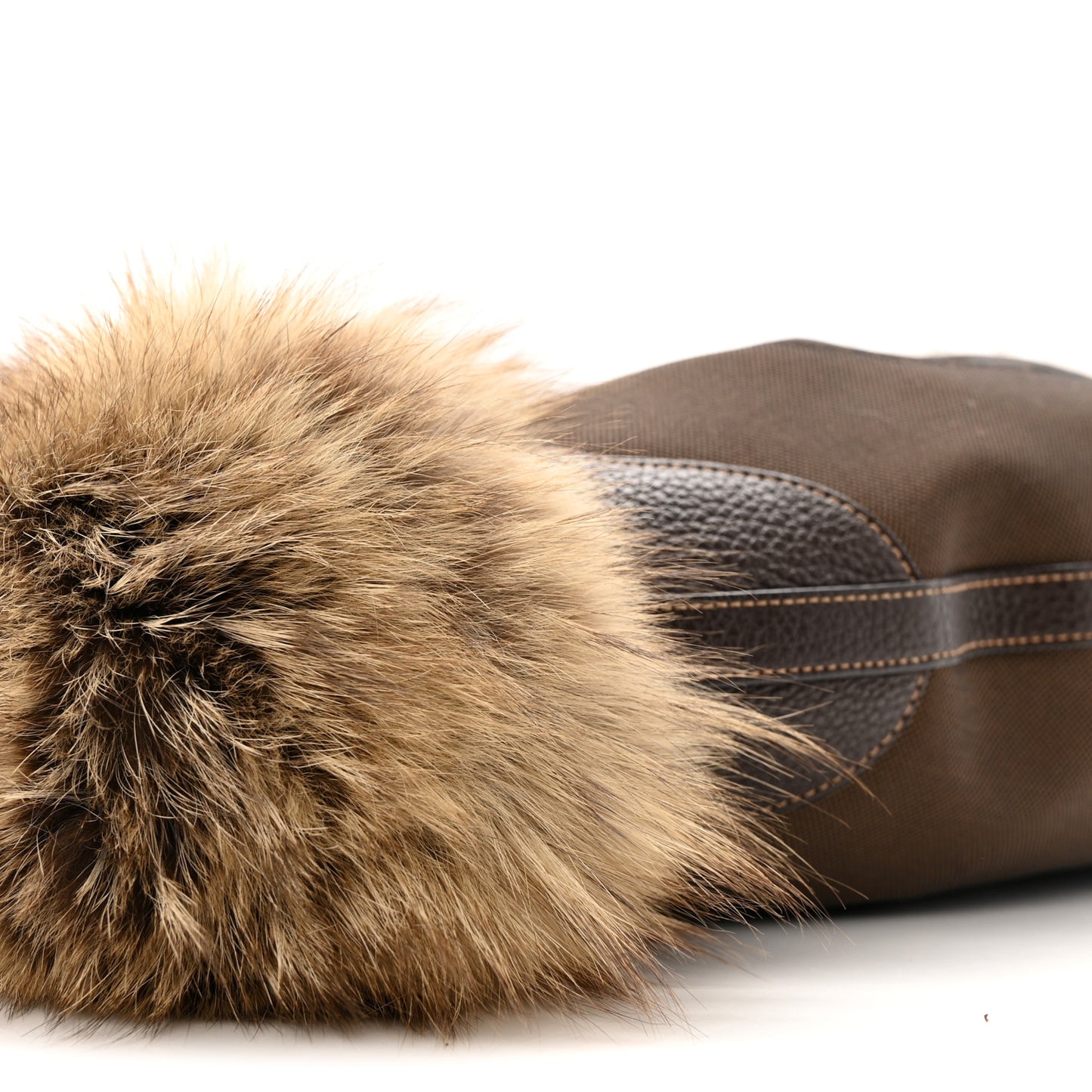 Fox Fur Jacquard Logo Hand Muff Hobo Corda Bruciato