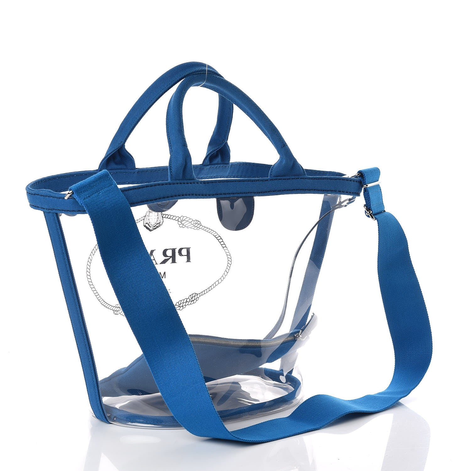 Prada Plexiglass Canapa Small Shopper Tote Azurro 4 of 9