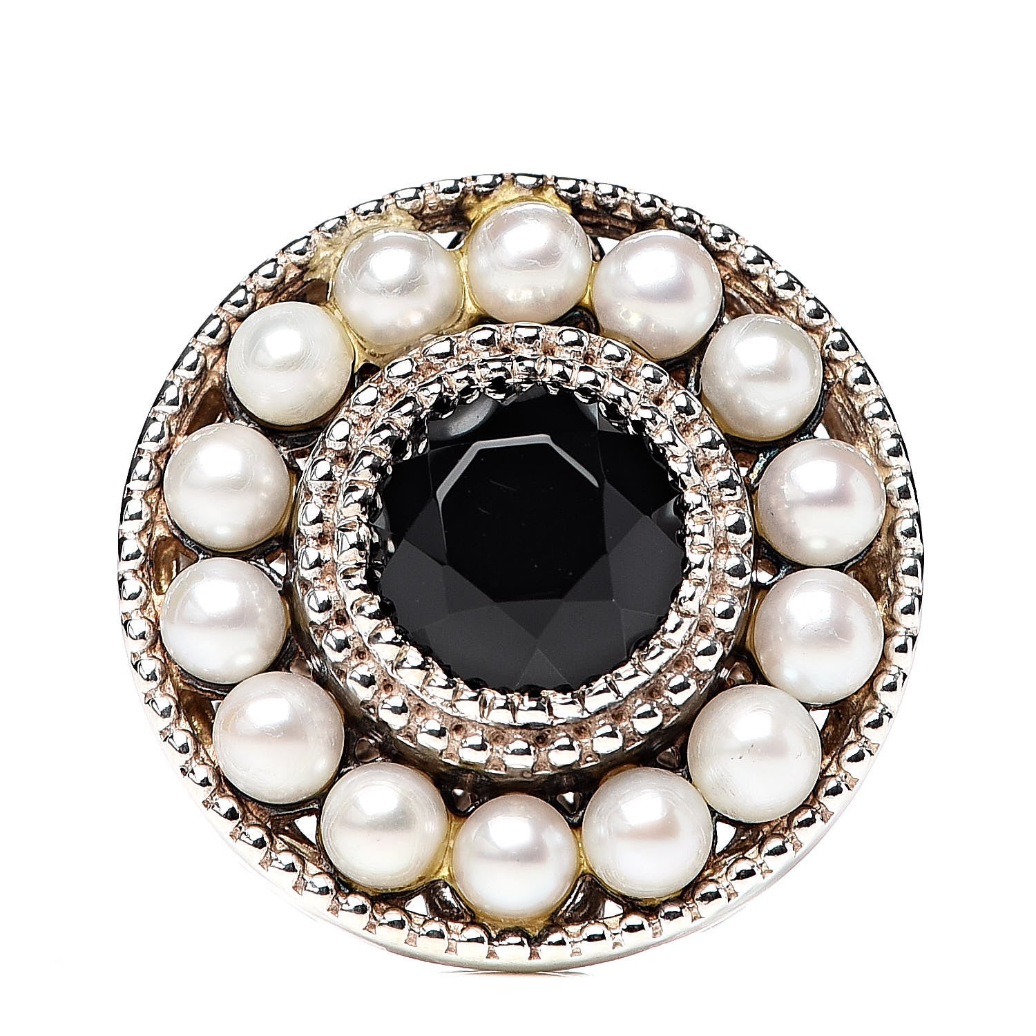 Tiffany Sterling Silver Black Onyx Freshwater Pearl Ziegfeld Ring 46 3.75 1 of 5