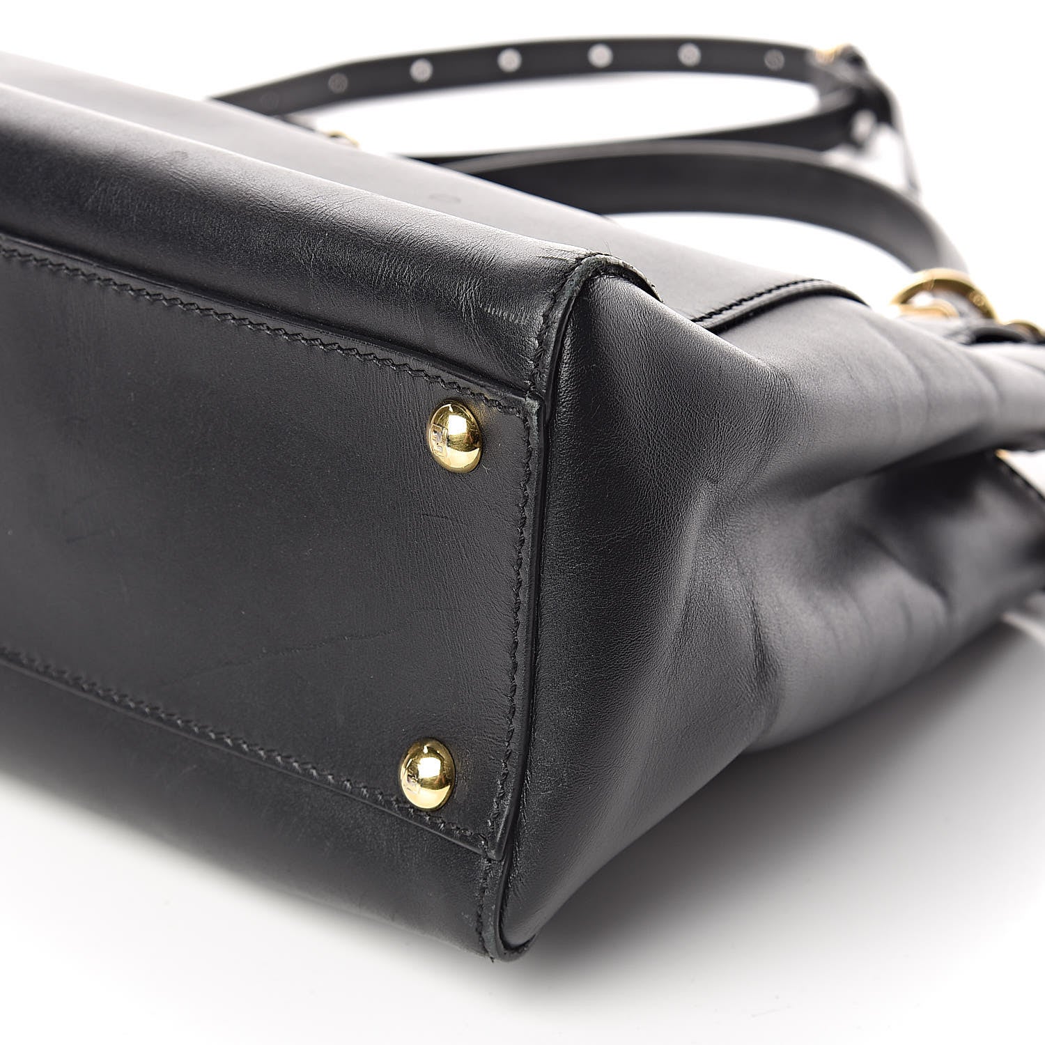 Fendi Vitello Morgan Shiny Nappa Medium Peekaboo Iconic Satchel Black 10 of 19