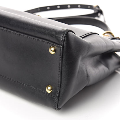 Fendi Vitello Morgan Shiny Nappa Medium Peekaboo Iconic Satchel Black 10 of 19
