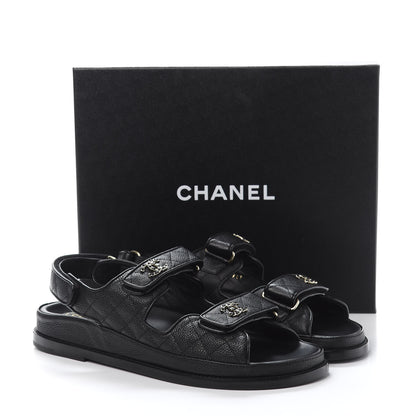 Chanel Grained Calfskin Velcro Dad Sandals 41 Black 9 of 9