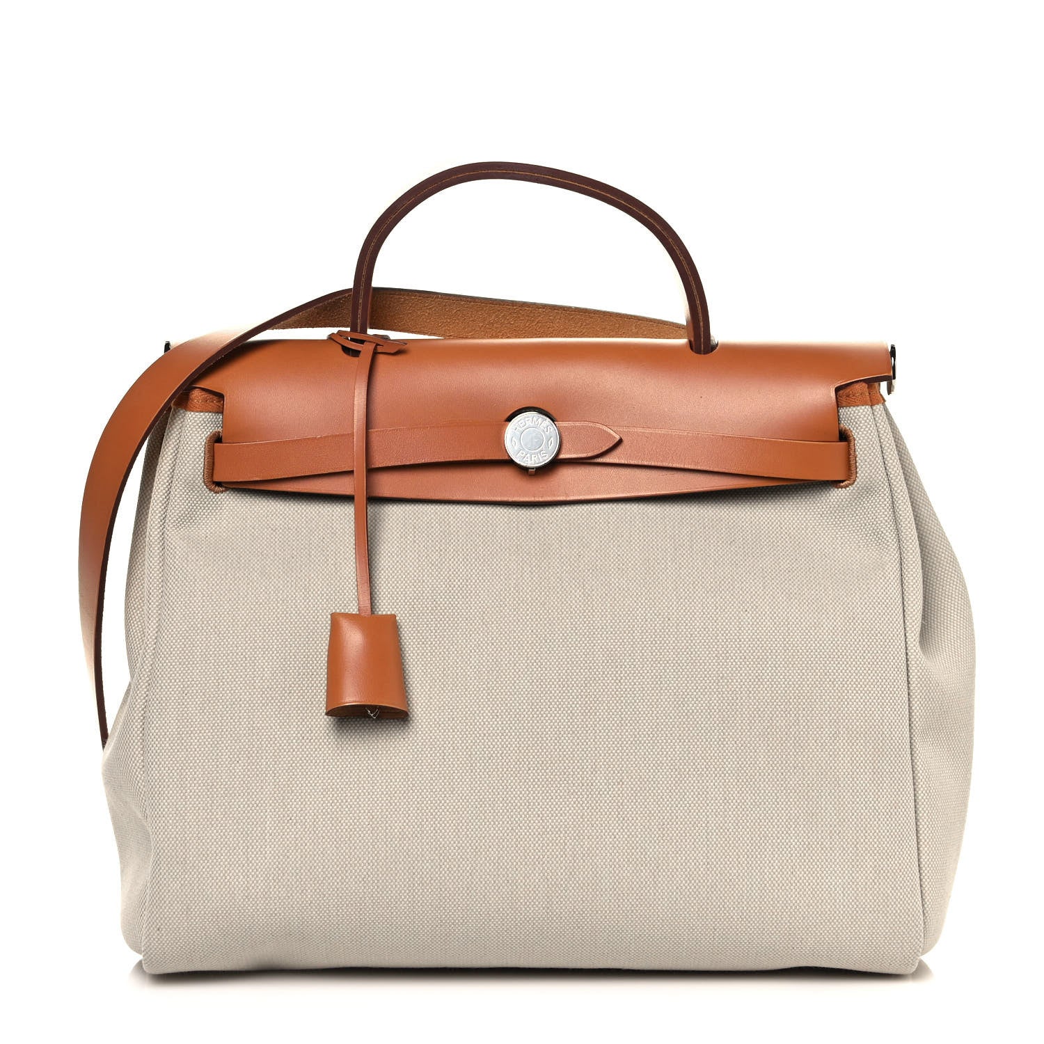 Hermes Vache Hunter Criss Viking Herbag Zip Retourne 31 PM Ecru Beige Naturel 1 of 12
