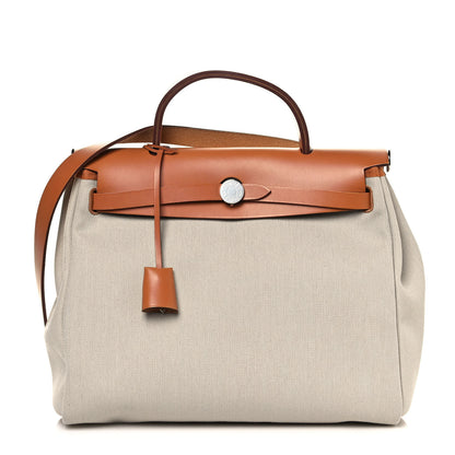 Hermes Vache Hunter Criss Viking Herbag Zip Retourne 31 PM Ecru Beige Naturel 1 of 12