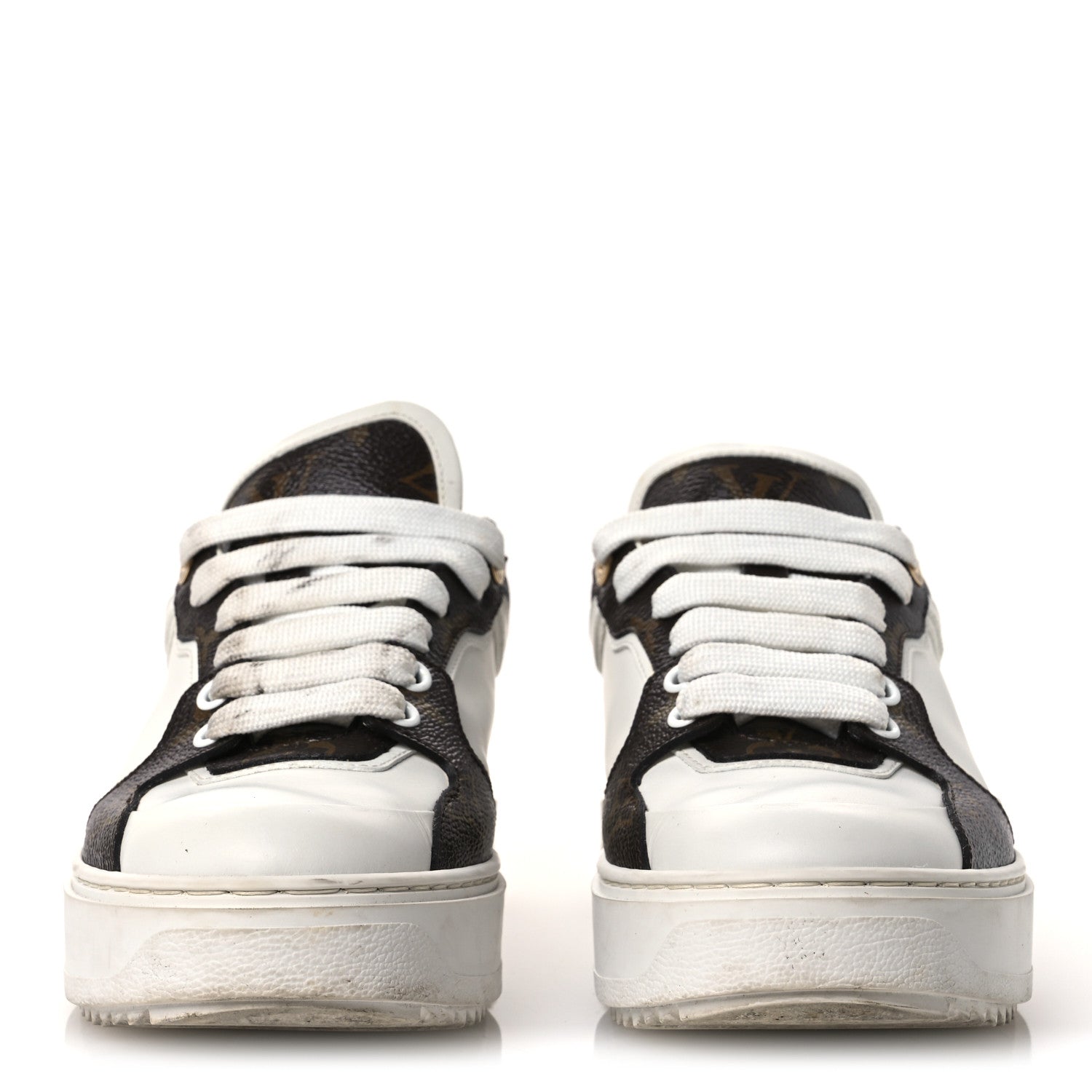 Louis Vuitton Calfskin Embossed Monogram Time Out Sneakers 36 White 3 of 13