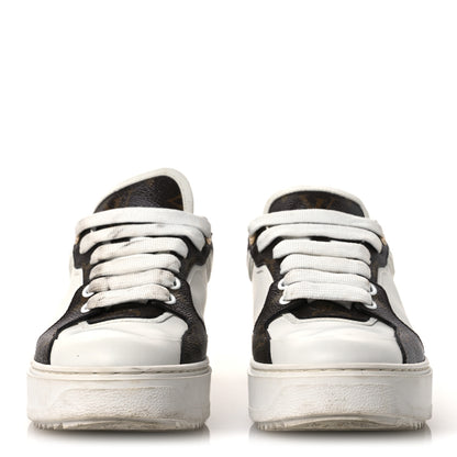 Louis Vuitton Calfskin Embossed Monogram Time Out Sneakers 36 White 3 of 13