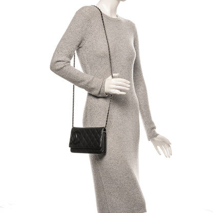 Chanel Calfskin Quilted Cambon Wallet On Chain WOC Black 2 of 8