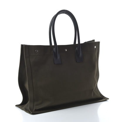 Saint Laurent Linen Calfskin Rive Gauche Tote Khaki 3 of 9
